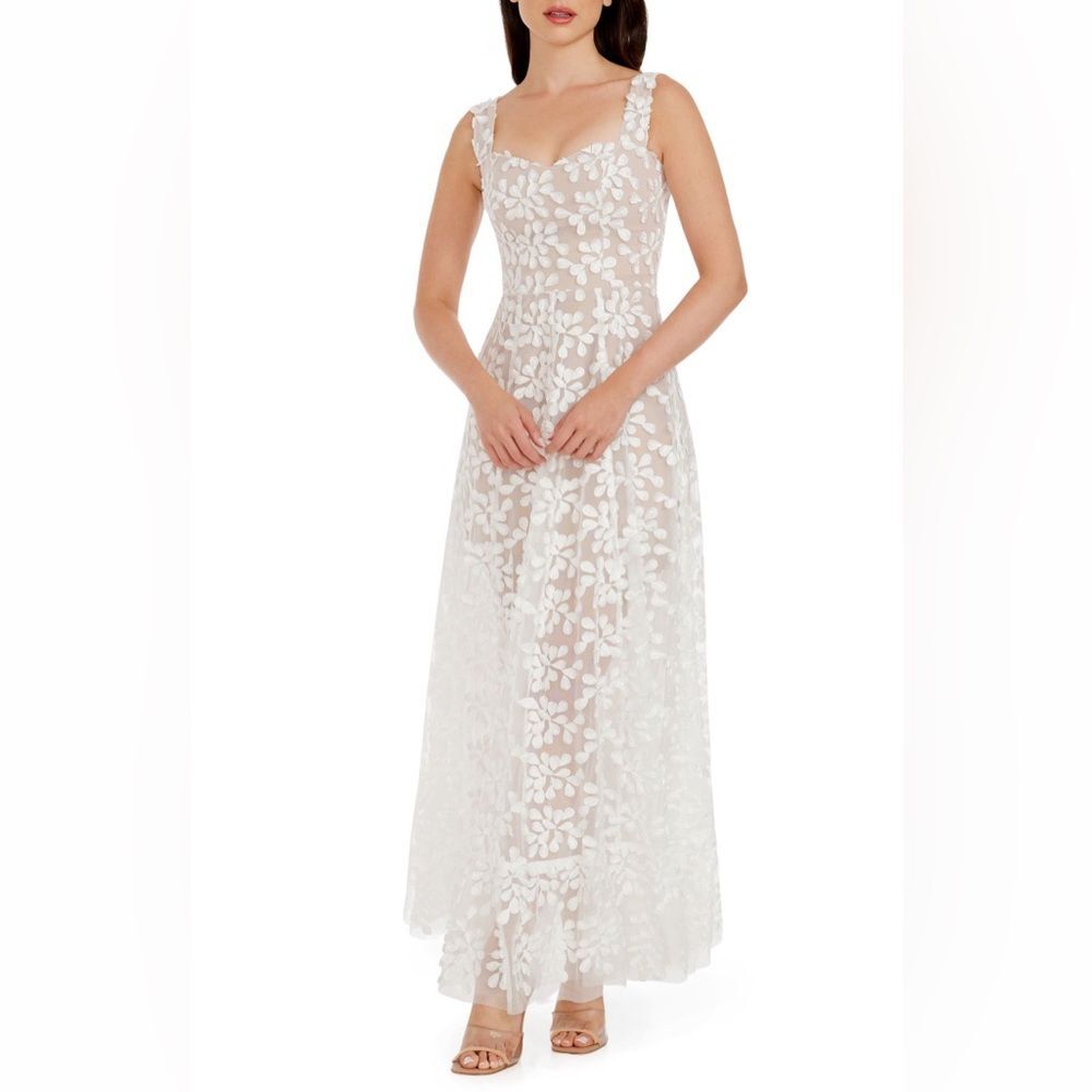 🌸 Dress the Population Anabel Gown – Off White – Size Medium – NWT – $328 🌸